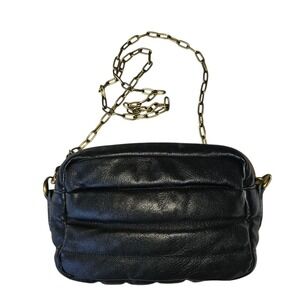 Cow Leather Madewell Quilted Black Detachable Chain Strap Bag